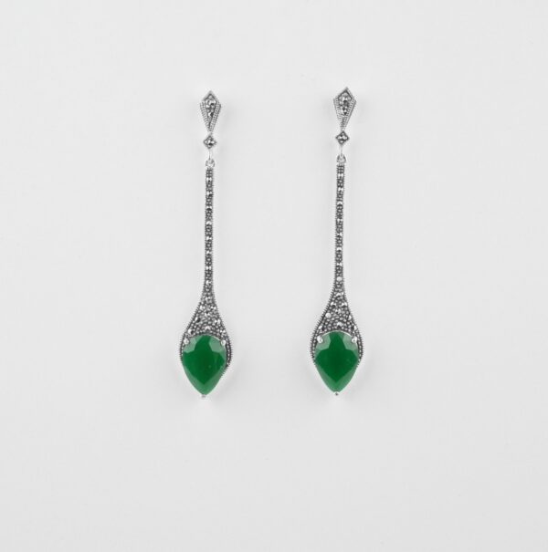 Marcasite Long Earrings In Pure Silver