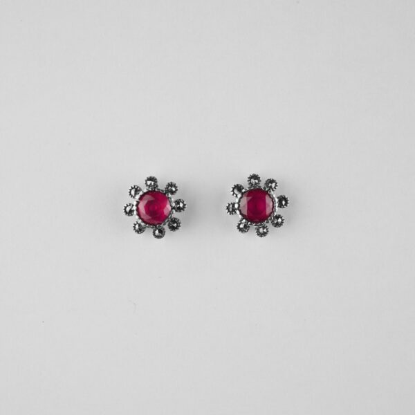 Marcasite Oxidized Studs In Pure Silver