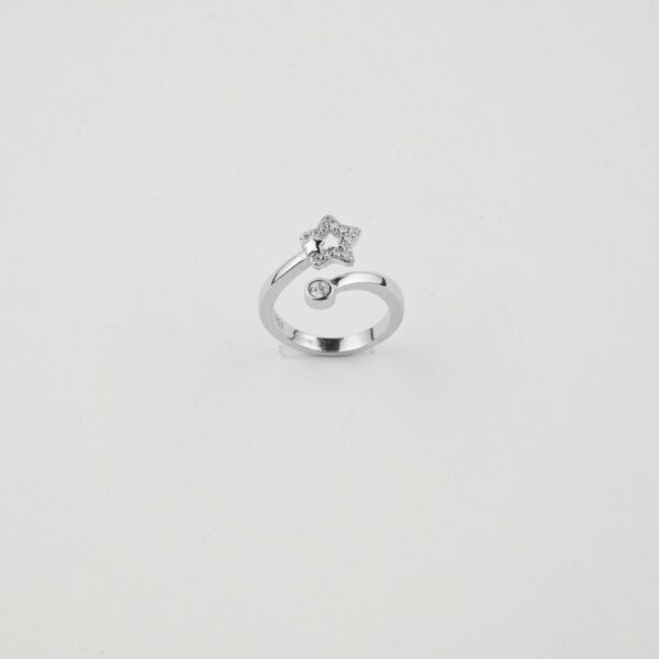 Zircon Star Adjustable Silver Ring