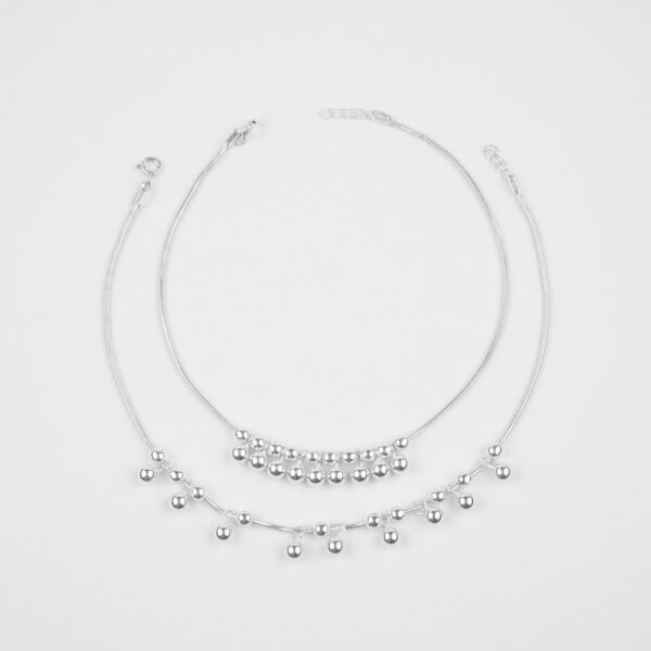 Moving Hanging Ball Anklet in Pure Silver (Pair)