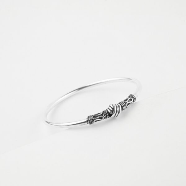 Carving Work Plain Kada In Pure Silver