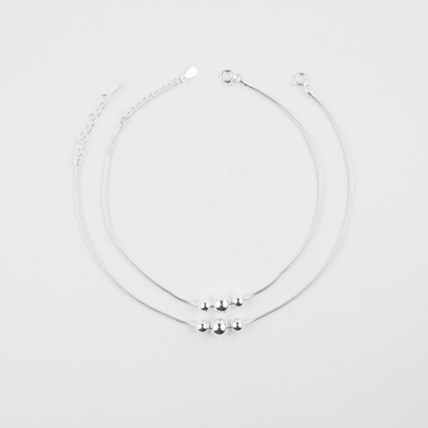 Triple Moving Ball Anklet In Pure Silver (Pair)