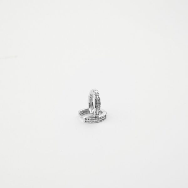 Double Line Cz Sparkling Hoop Earrings