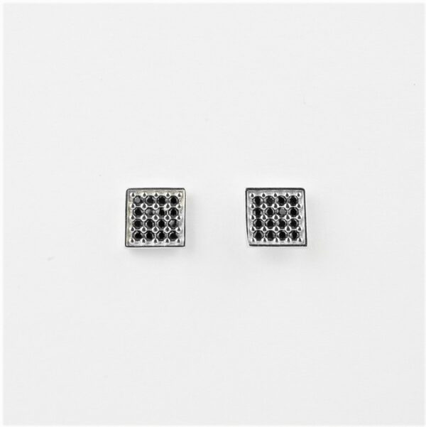 Black Cz Studded Square Studs