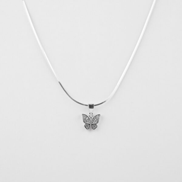 Silver Zircon Butterfly Pendant