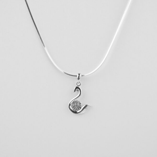 Silver Floral Swan Pendant