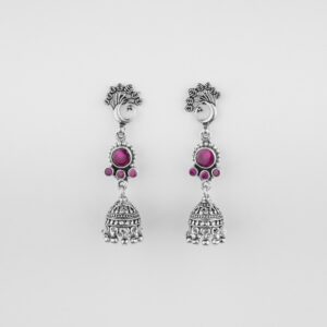 Peacock silver Jhumkas