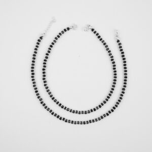925 Black Beads Anklet