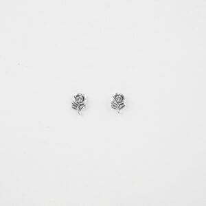 rose flower pattern silver studs
